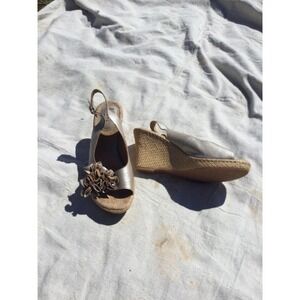 NEW BOC leather wedge heel sandals flower tan‎ gold comfort boho beach spring 9